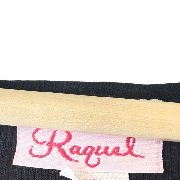 VTG Black Ribbed Tank RHINESTONE Motorcycle TrampStamp SIZE LARGE Raquel Biker - Picture 4 of 9